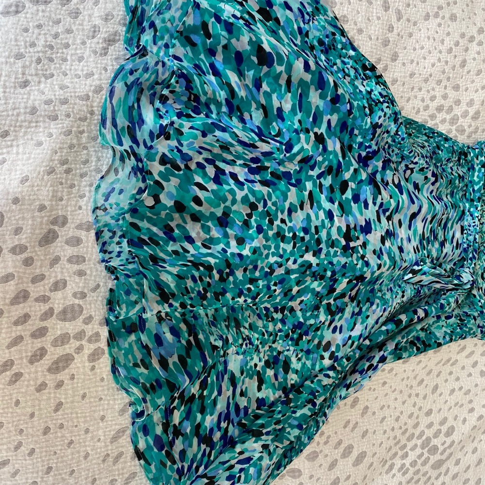 Blue Teal Printed Sleeveless Women’s Dress - Picture 3 of 7